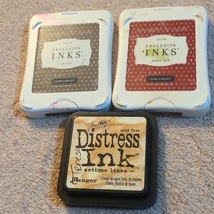 Bundle of 3 stamp ink pads by exclusive ink and Jim Holtz distress ink